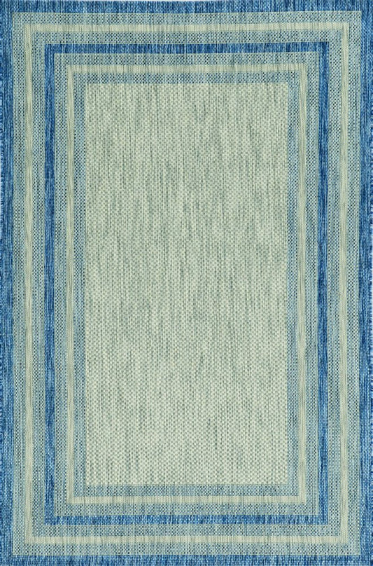 5' X 8'  Grey Or  Denim Bordered Uv Treated Area Rug