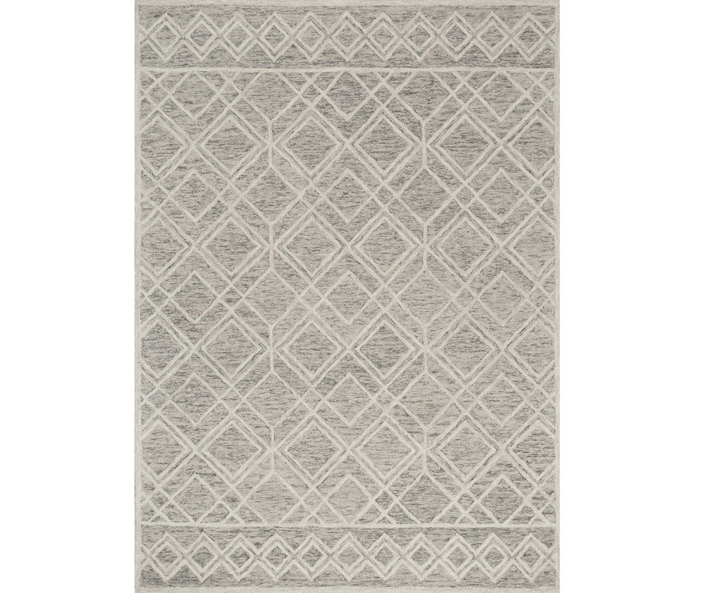 8' X 10' Sand Beige And Ivory Wool Geometric Hand Tufted Area Rug