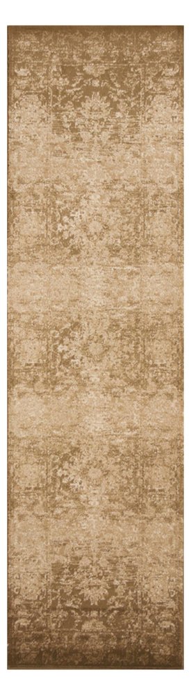 8' Beige And Tan Floral Medallion Distressed Round Rug