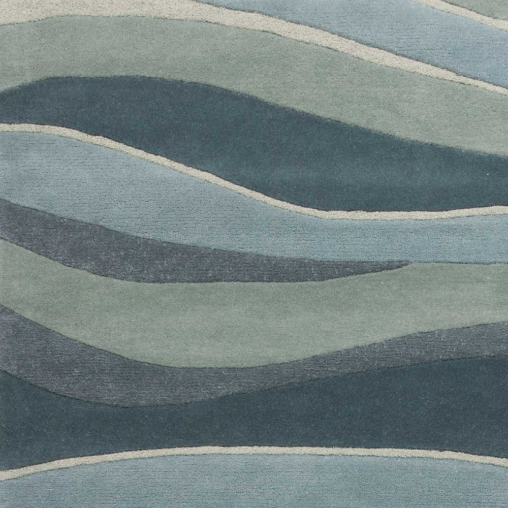 2' X 4' Blue Gray And Ivory Wool Hand Tufted Area Rug