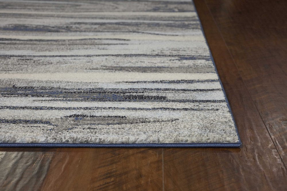 3' X 5' Gray Blue And Black Abstract Area Rug