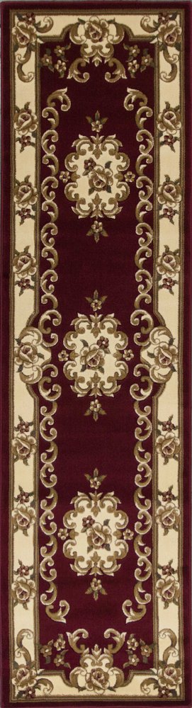 3' X 5' Red and Ivory Floral Border Area Rug