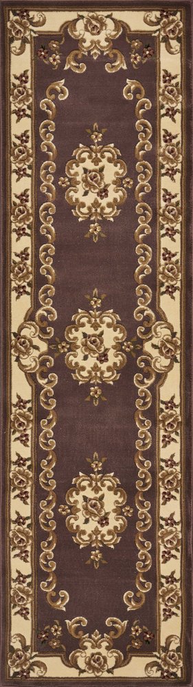 5' X 8' Plum And Ivory Floral Medallion Area Rug