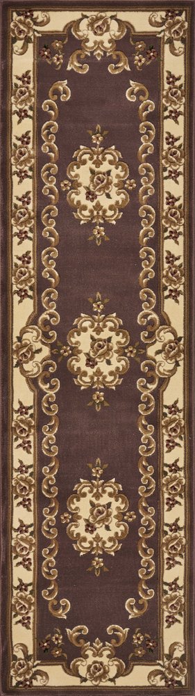 5' X 8' Plum And Ivory Floral Medallion Area Rug