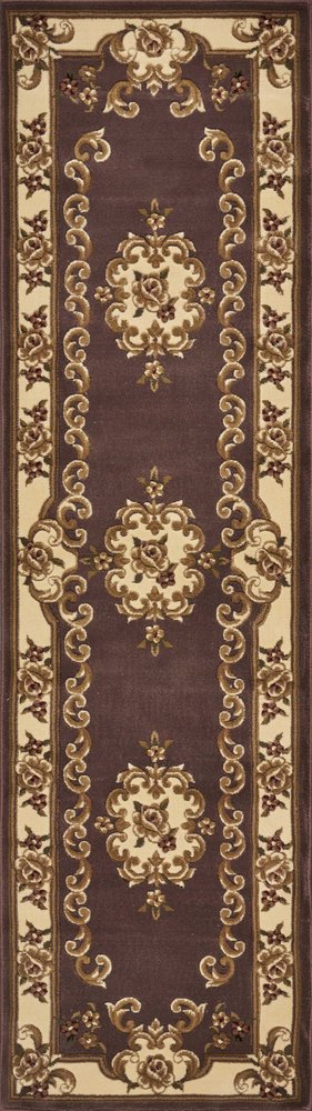5' X 8' Plum And Ivory Floral Medallion Area Rug