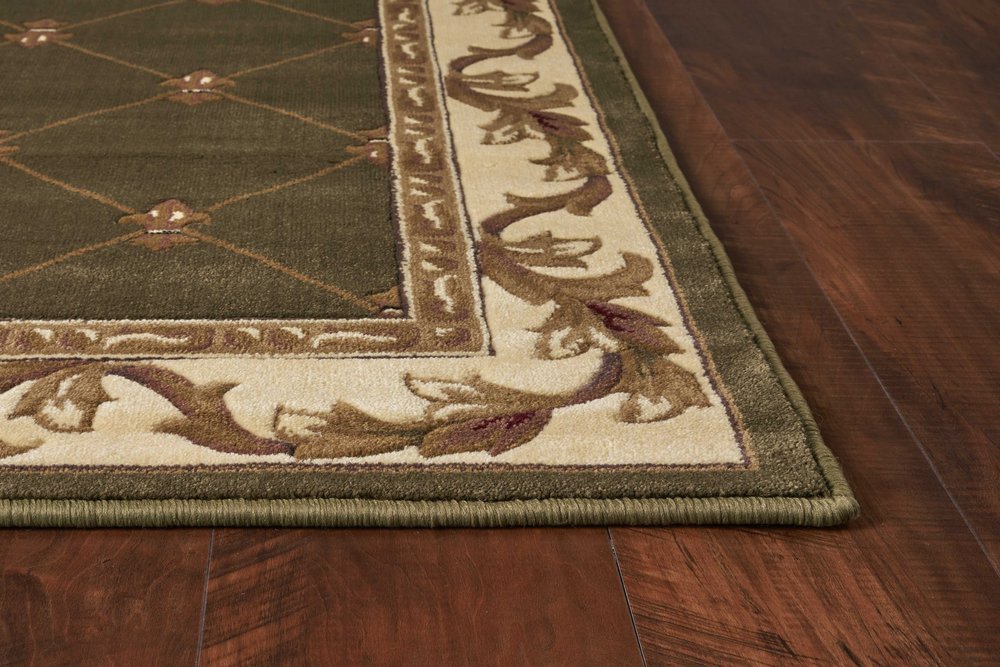 3' X 5' Dark Green Ivory And Brown Floral Vines Area Rug