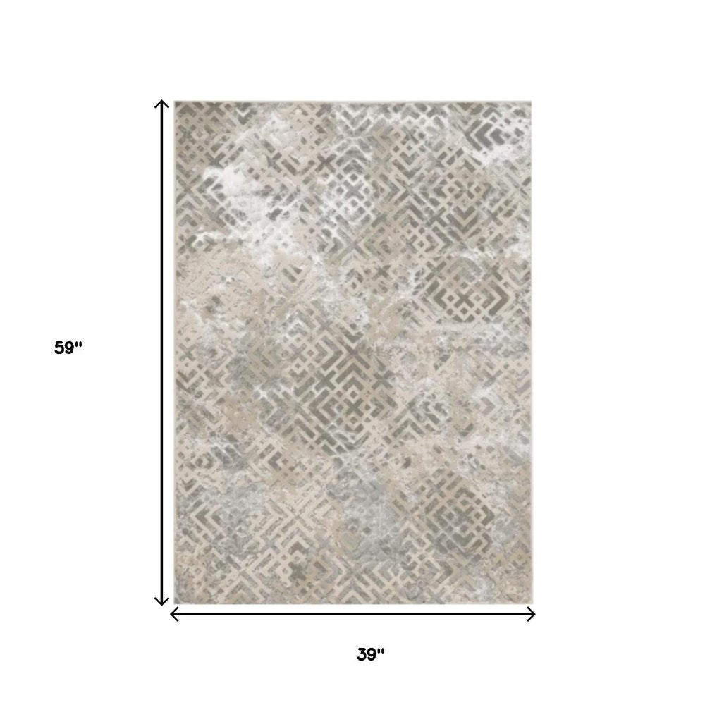 7' X 10' Sand And Light Blue Geometric Area Rug