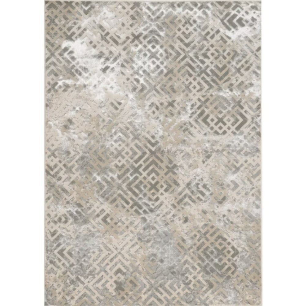 7' X 10' Sand And Light Blue Geometric Area Rug