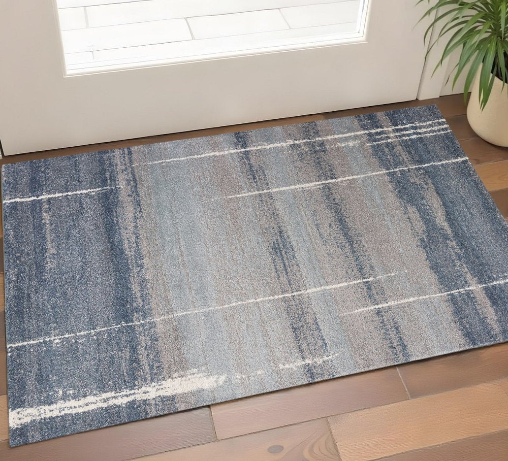 7' X 10' Blue And Gray Abstract Area Rug