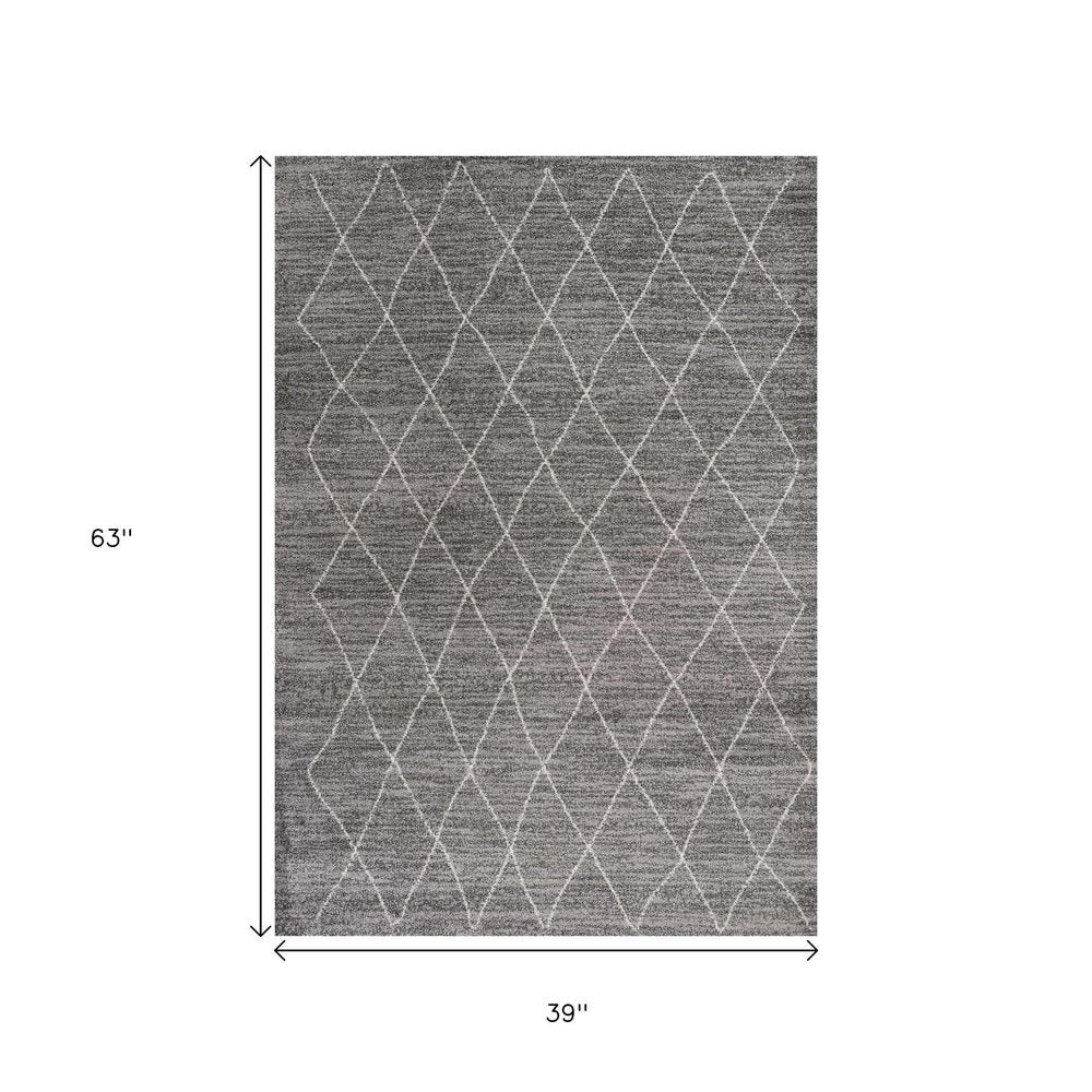 8' X 11' Gray And Ivory Geometric Area Rug