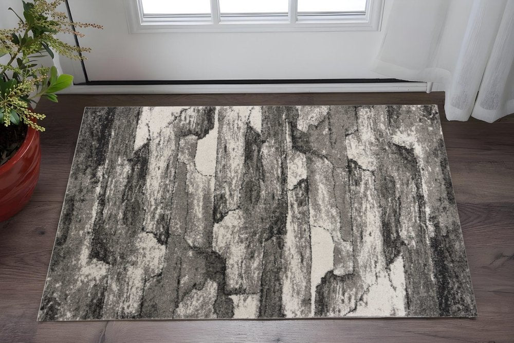 3' X 5' Grey Abstract Design Area Rug