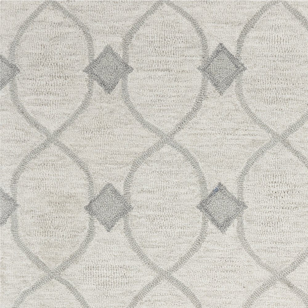 3' X 5' Ivory And Gray Wool Ogee Hand Tufted Area Rug