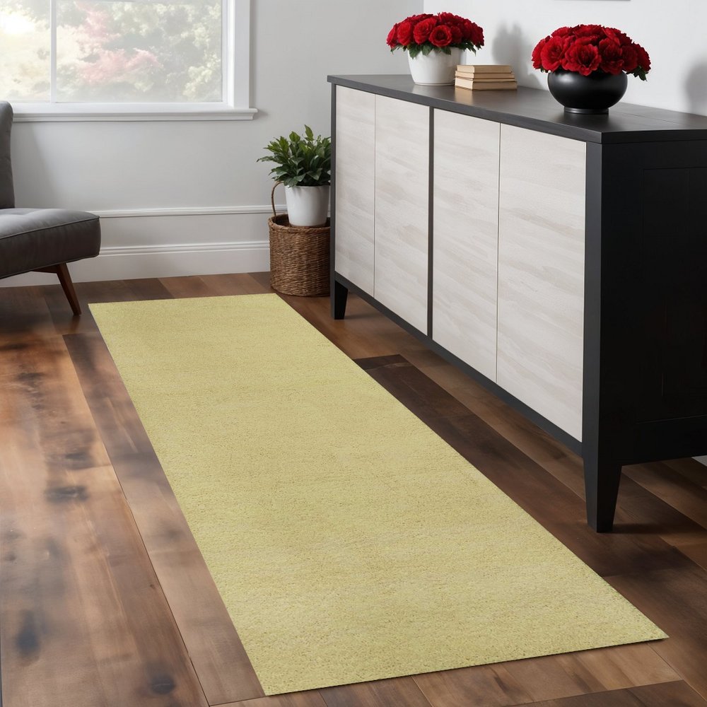 3' X 5' Canary Yellow Shag Hand Woven Area Rug