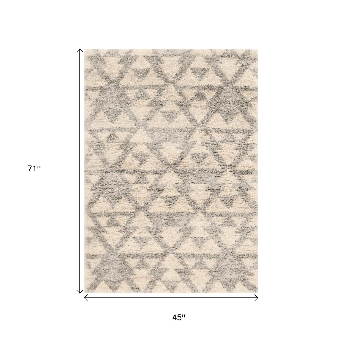 4' X 6' Ivory And Gray Geometric Distressed Area Rug