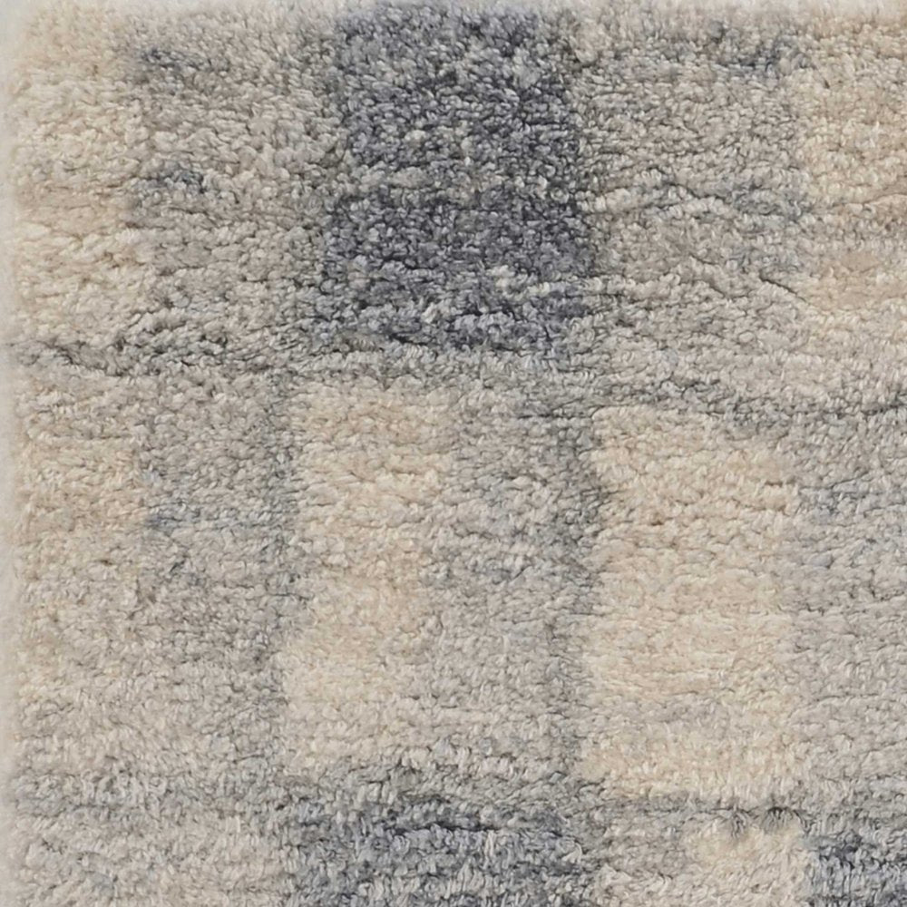 4' X 6' Ivory And Blue Abstract Geometric Distressed Area Rug