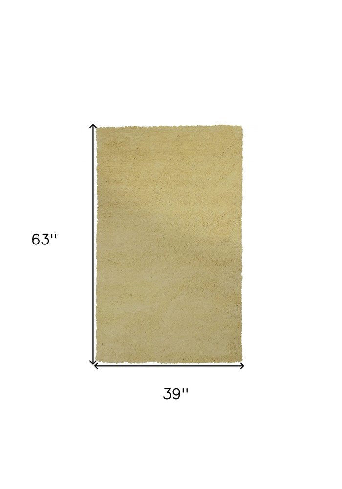 3' X 5' Canary Yellow Shag Hand Woven Area Rug