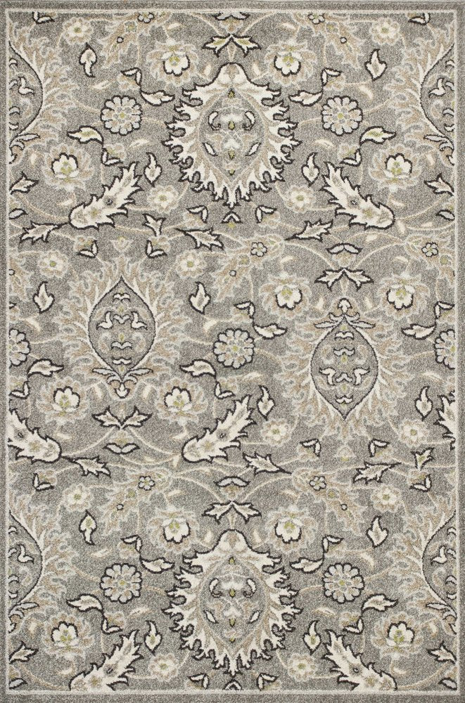 2' X 4' Gray And Ivory Floral Medallion Area Rug