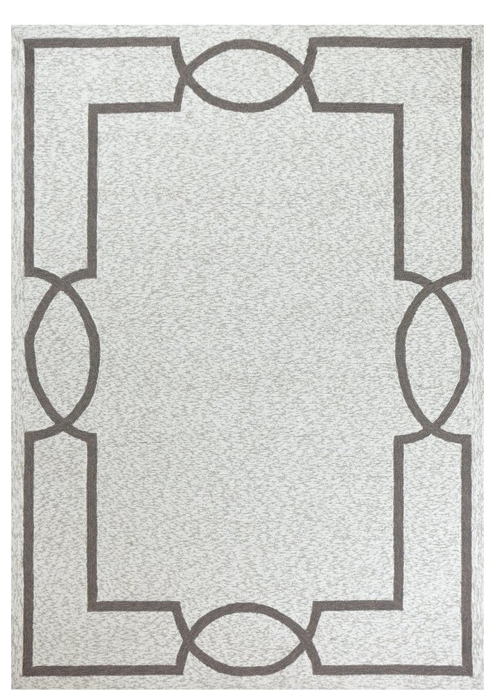 7' X 7' Oatmeal Ivory Geometric Hand Hooked Area Rug