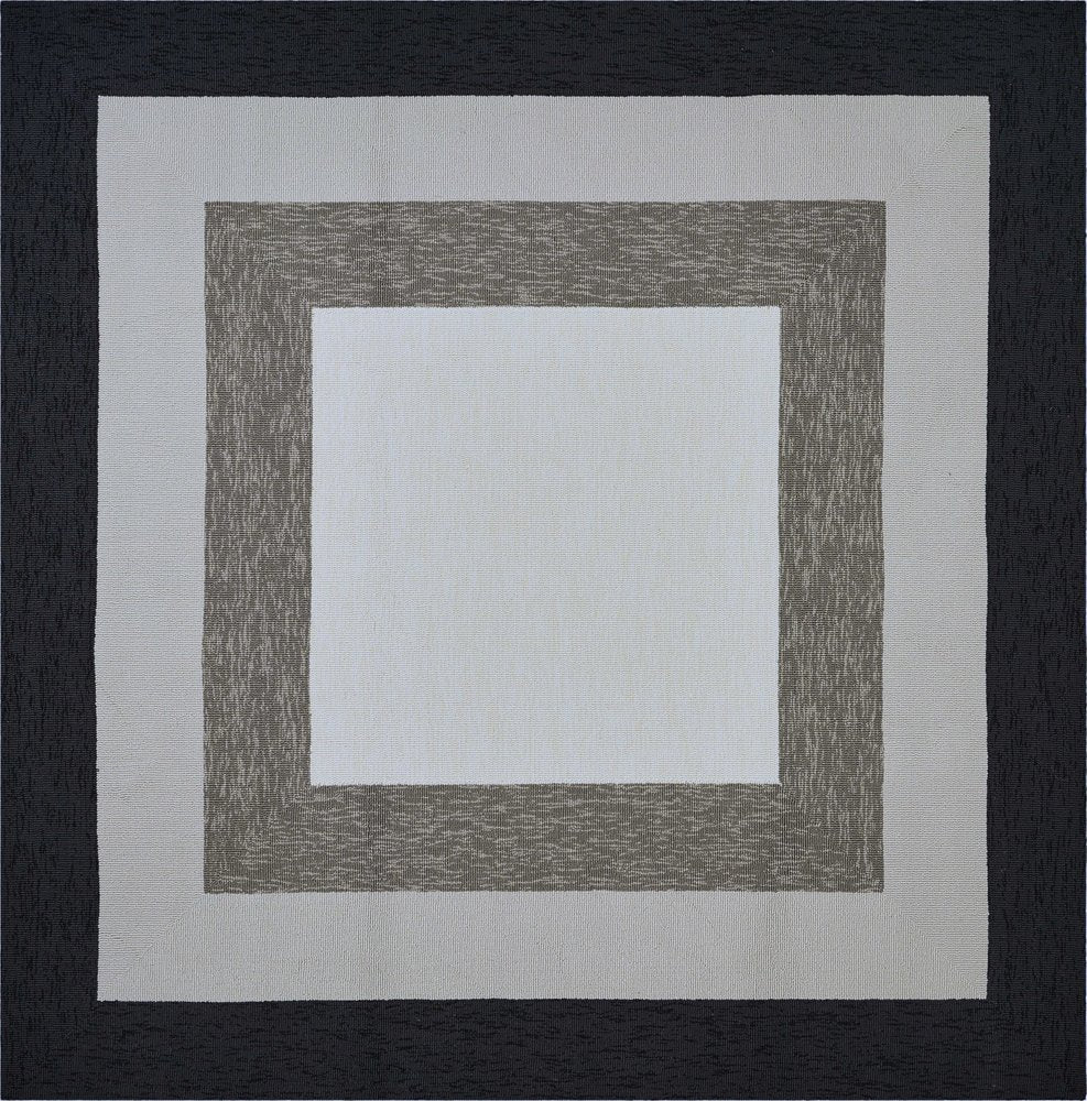 2' X 3' Black And Gray Geometric Hand Hooked Area Rug