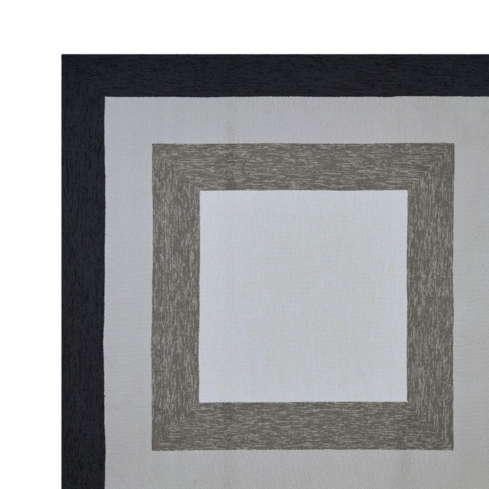 2' X 3' Black And Gray Geometric Hand Hooked Area Rug
