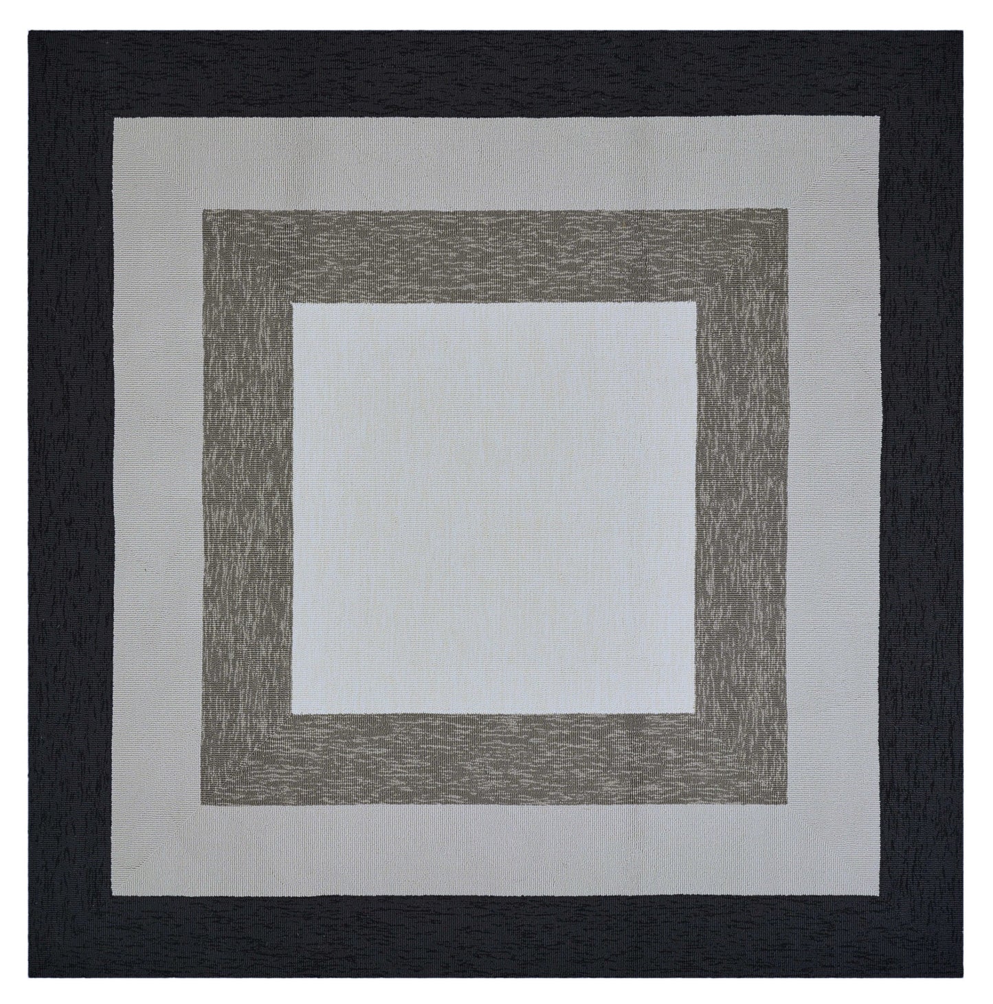 2' X 3' Black And Gray Geometric Hand Hooked Area Rug
