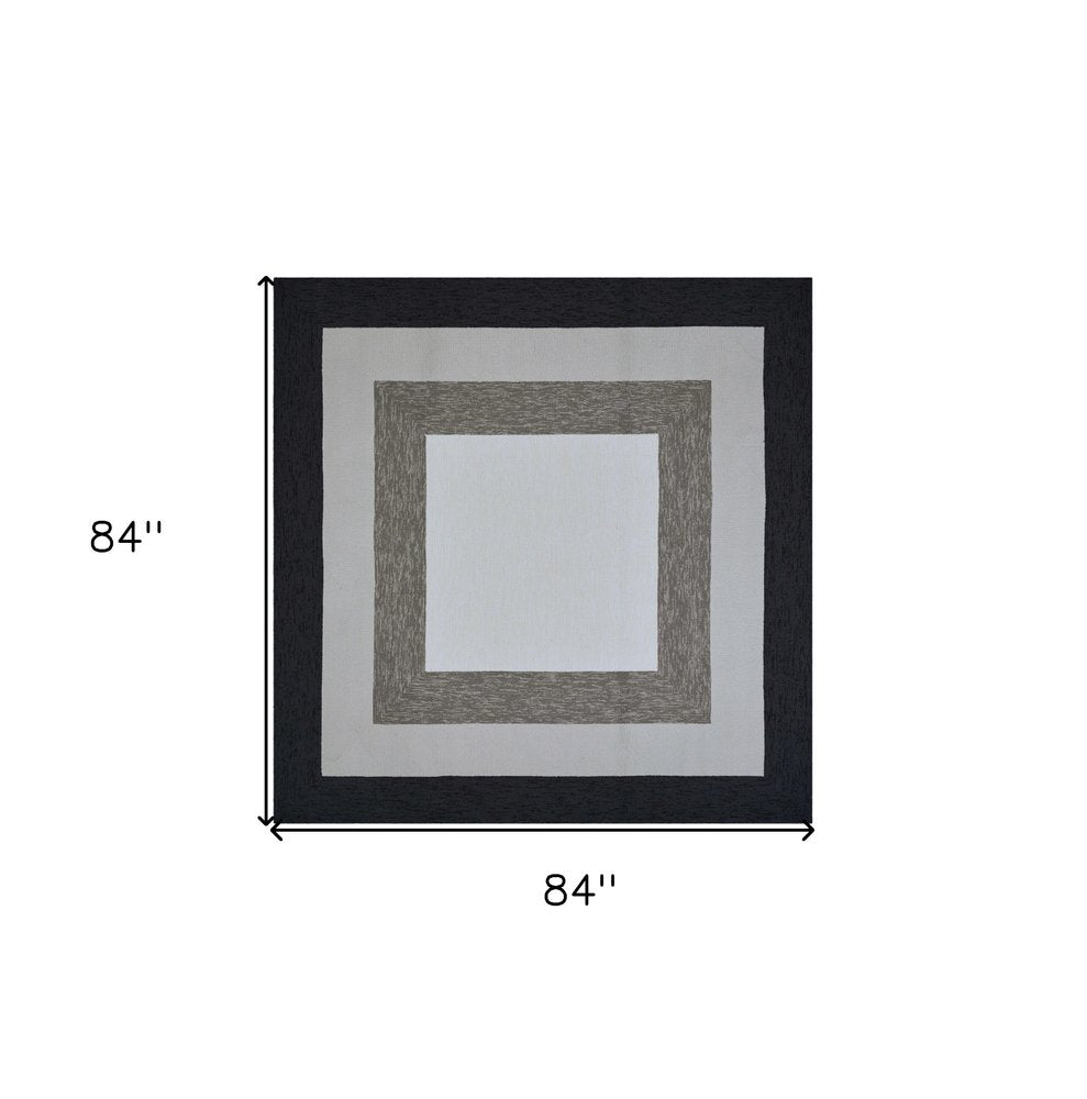 2' X 3' Black And Gray Geometric Hand Hooked Area Rug