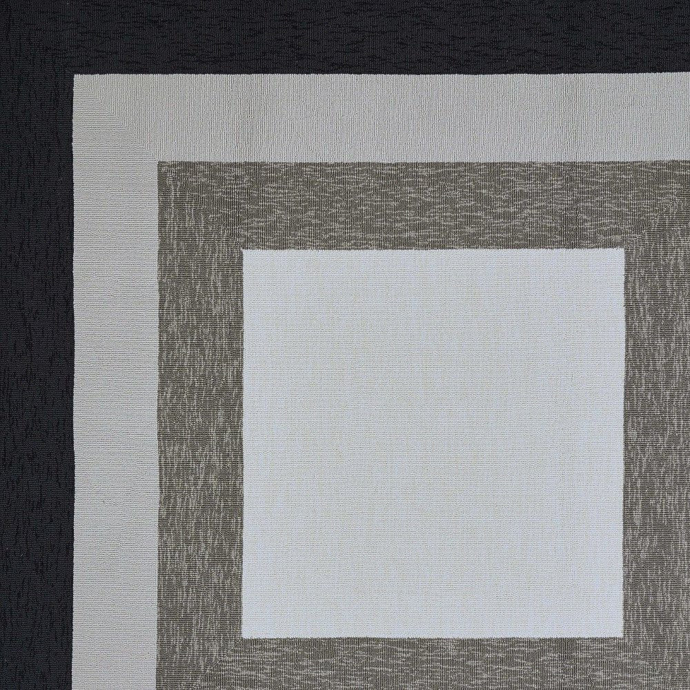 2' X 3' Black And Gray Geometric Hand Hooked Area Rug