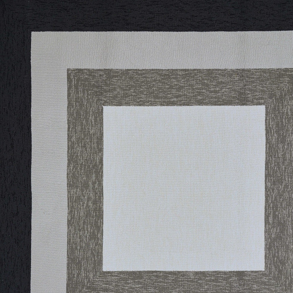 2' X 3' Black And Gray Geometric Hand Hooked Area Rug