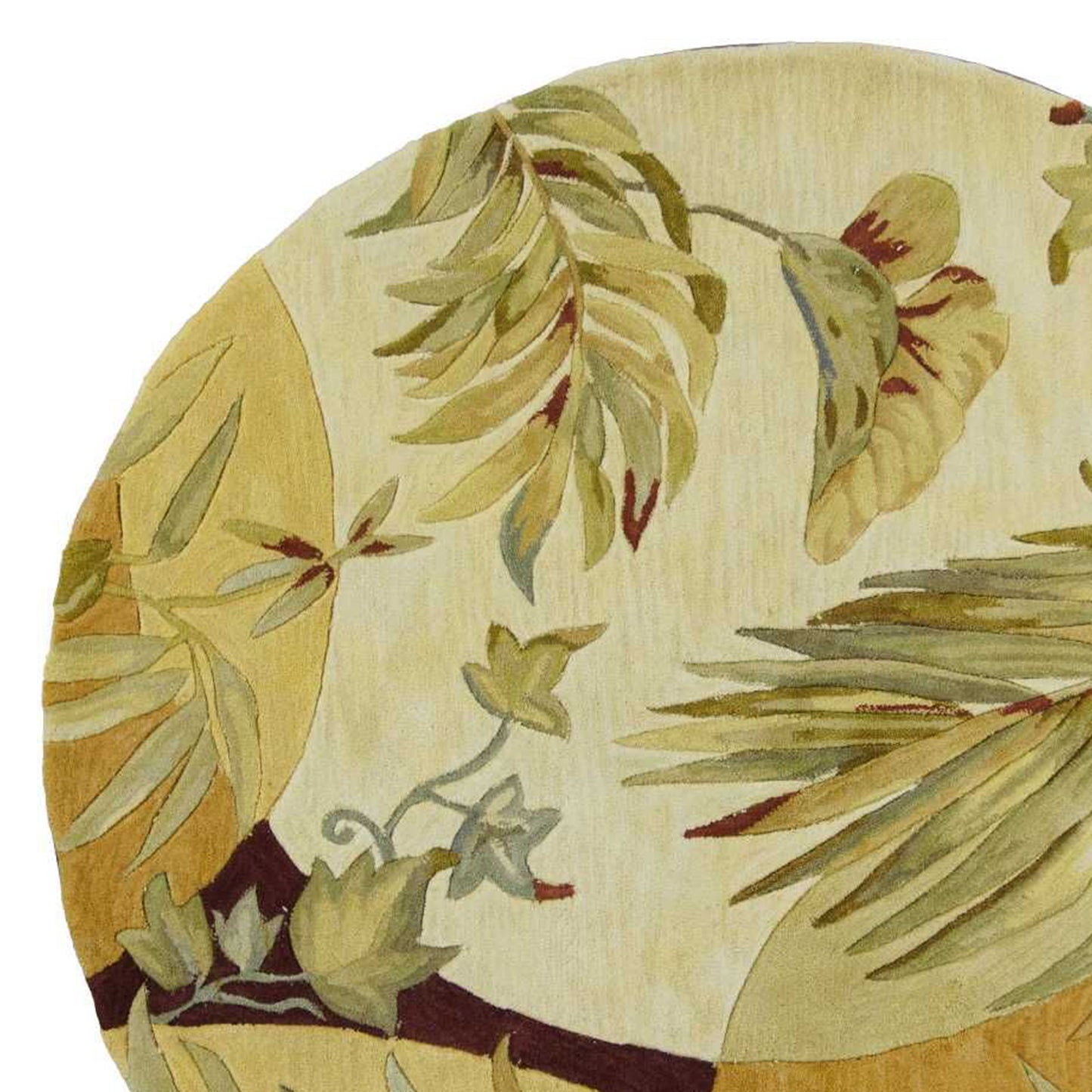 4' X 6' Coral Green And Ivory Wool Tropical Botanical Hand Tufted Area Rug