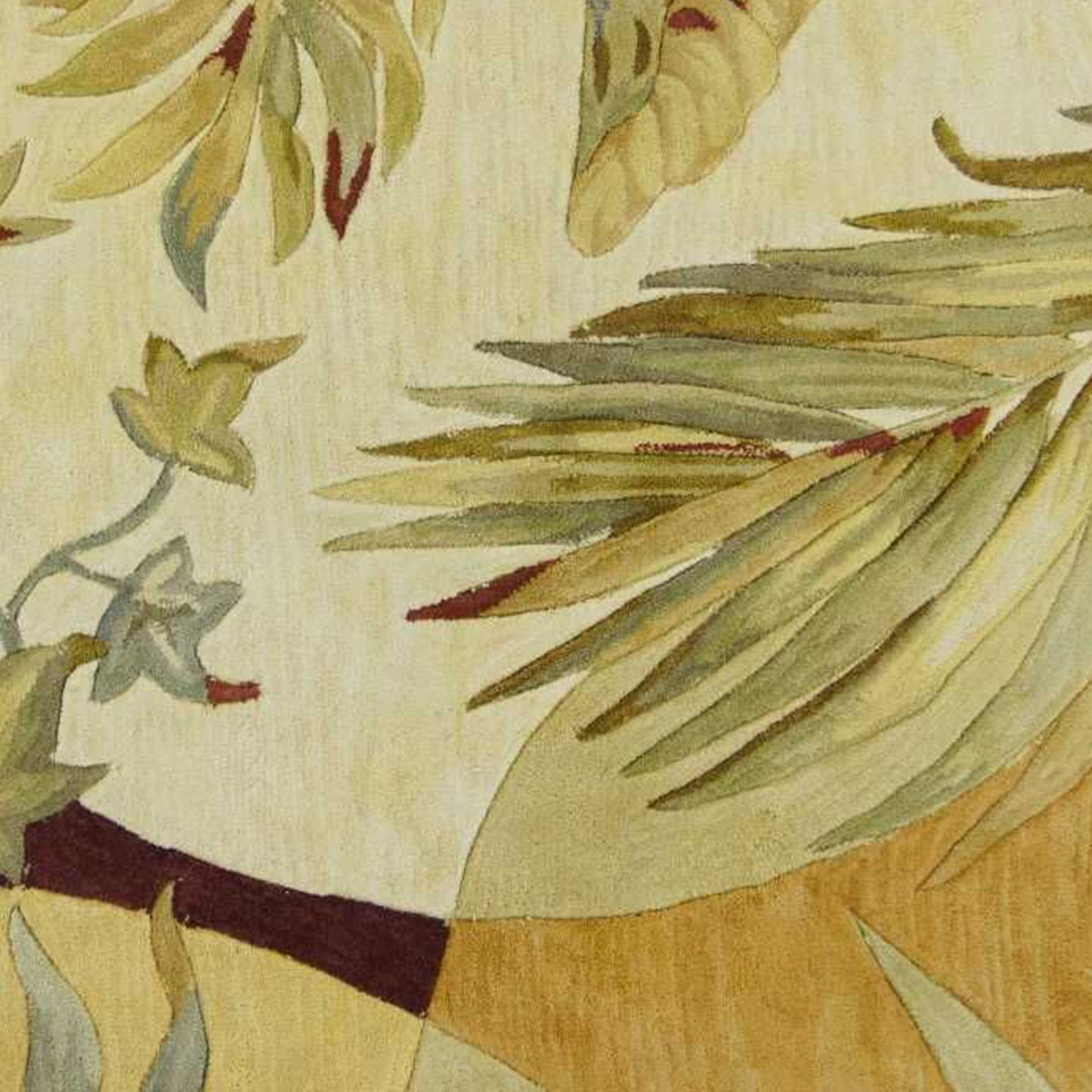 4' X 6' Coral Green And Ivory Wool Tropical Botanical Hand Tufted Area Rug