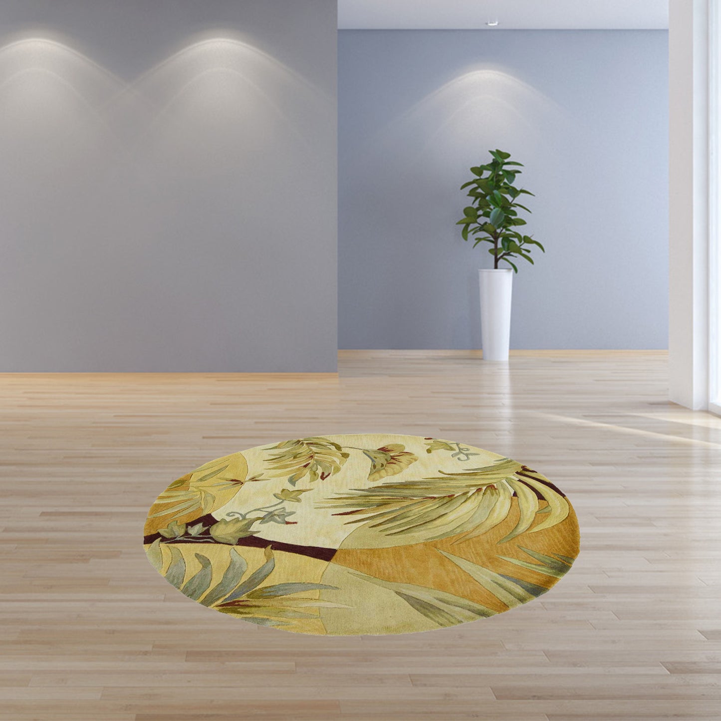 4' X 6' Coral Green And Ivory Wool Tropical Botanical Hand Tufted Area Rug