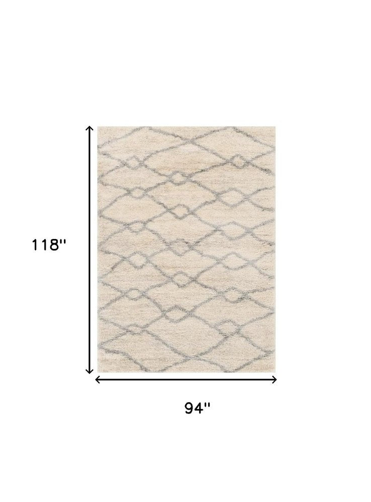 7' X 9' Gray And Ivory Chain Area Rug