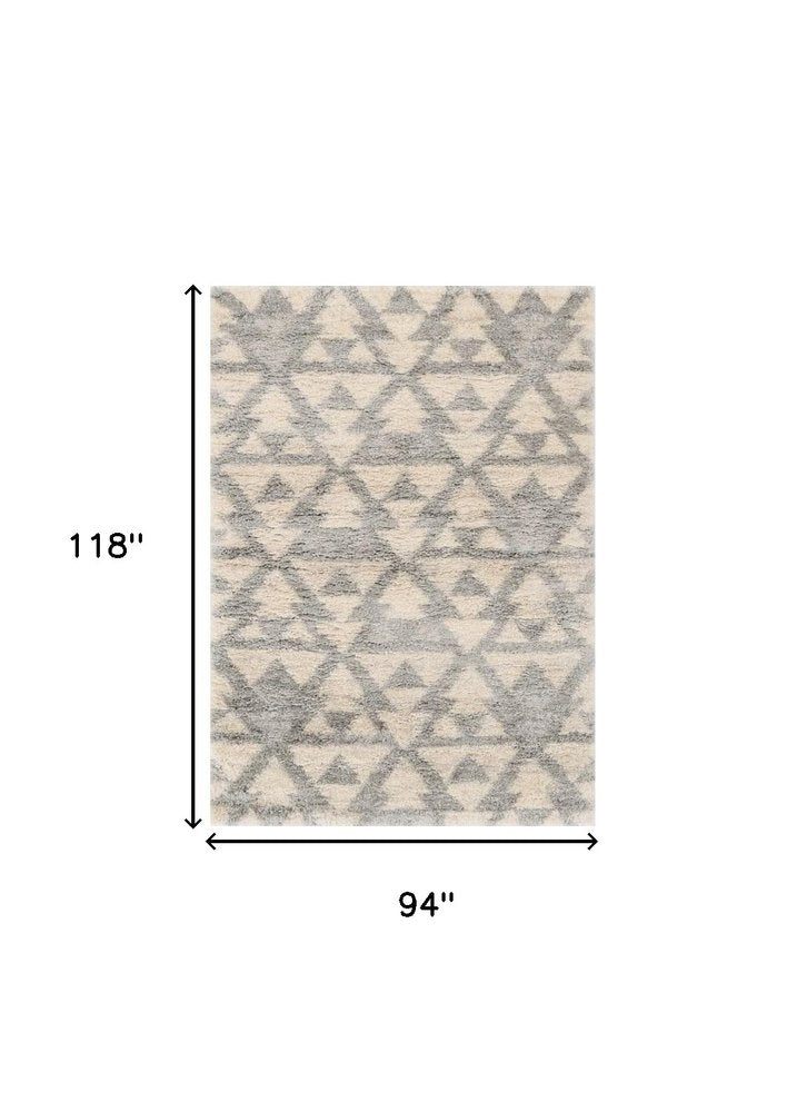 8' X 10' Ivory And Gray Geometric Area Rug