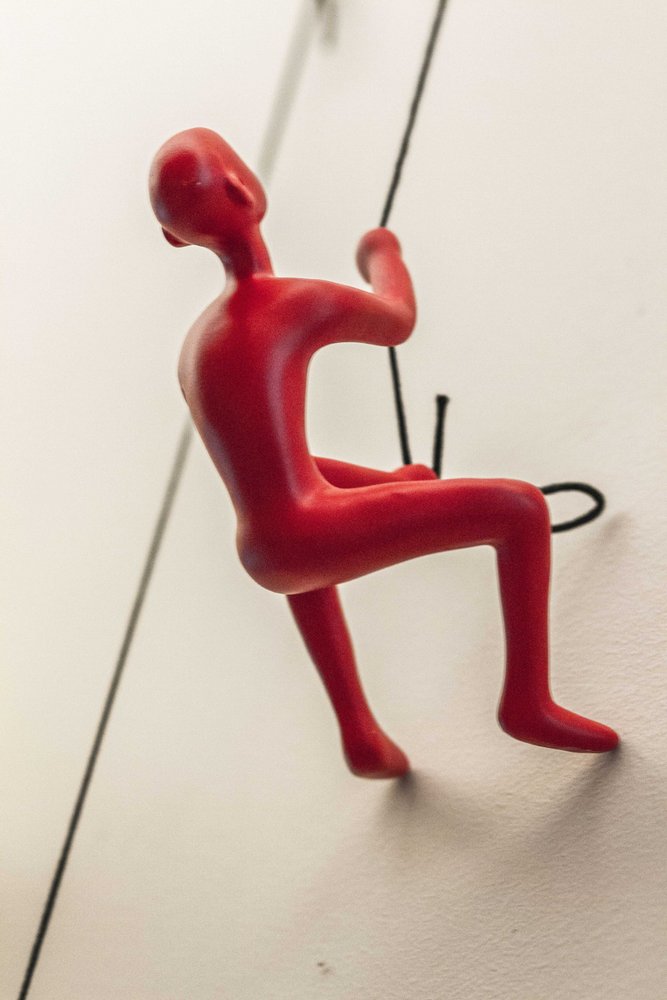 6" X 3" Red Resin Climbing Man Hanging Dimensional Sculpture