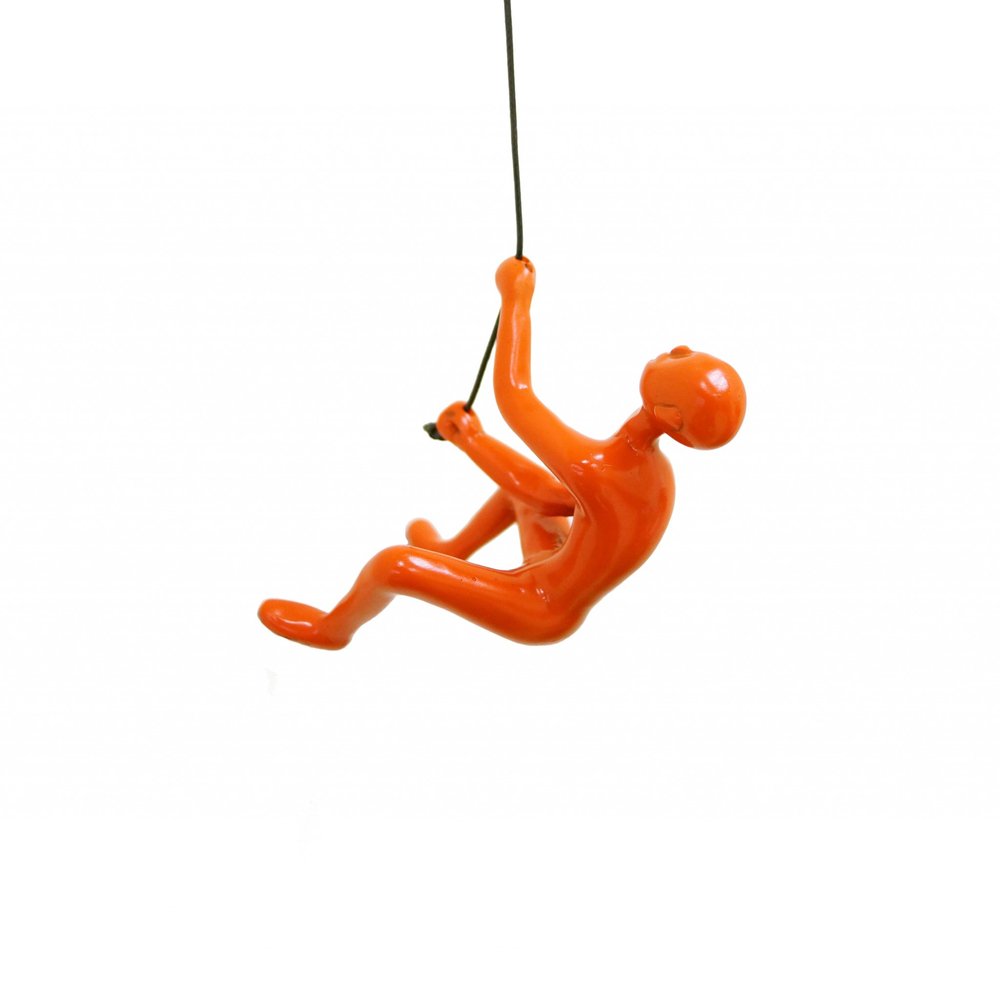 6" X 3" Orange Resin Climbing Man Hanging Dimensional Sculpture