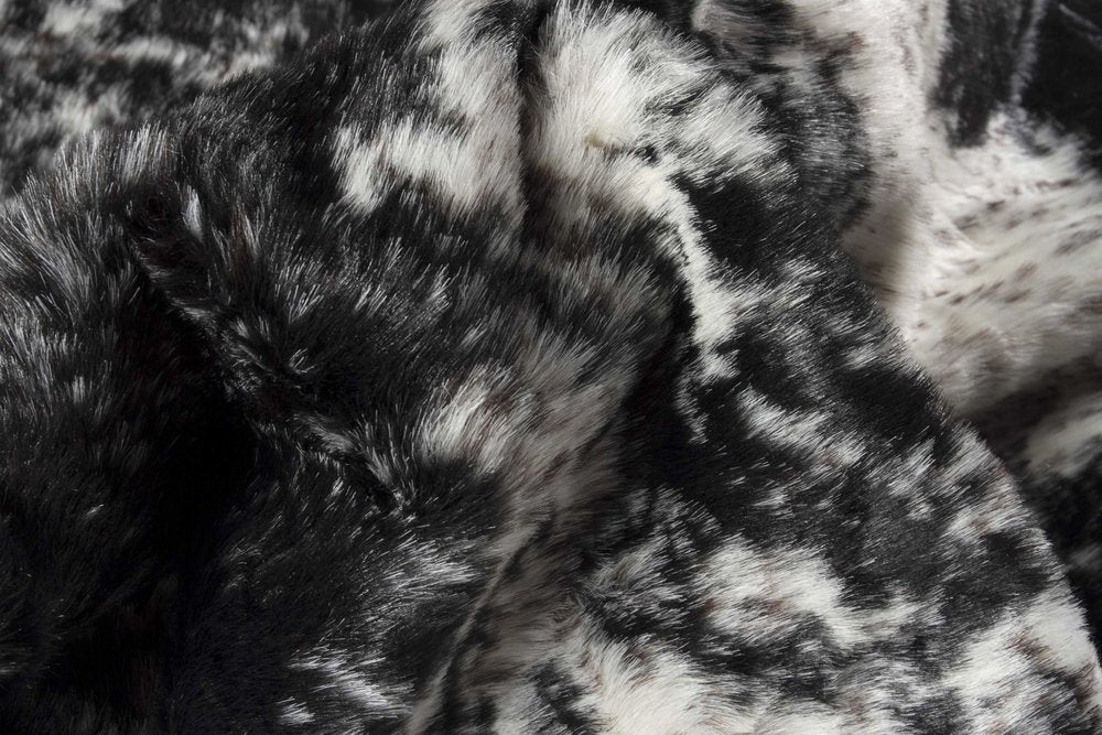 4' X 5' Black And White Faux Fur Animal Print Cowhide Washable Area Rug