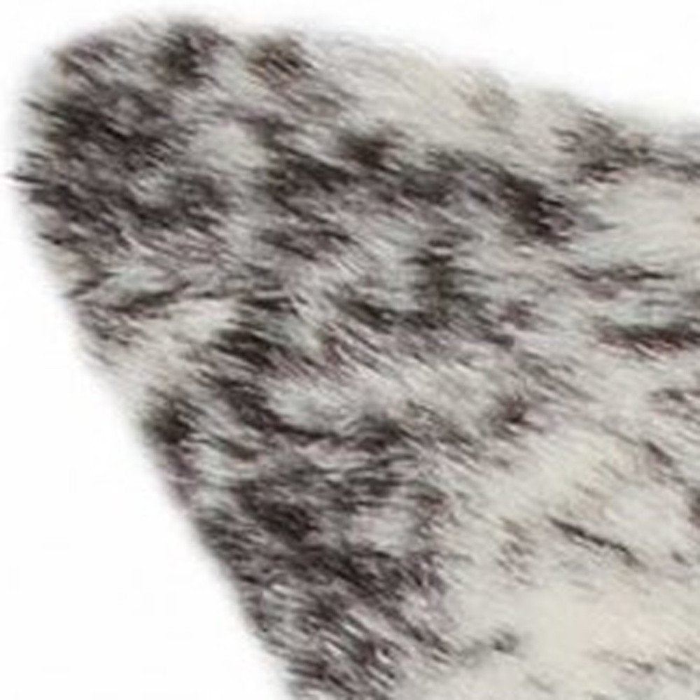 4' X 5' Black And White Faux Fur Animal Print Cowhide Washable Area Rug