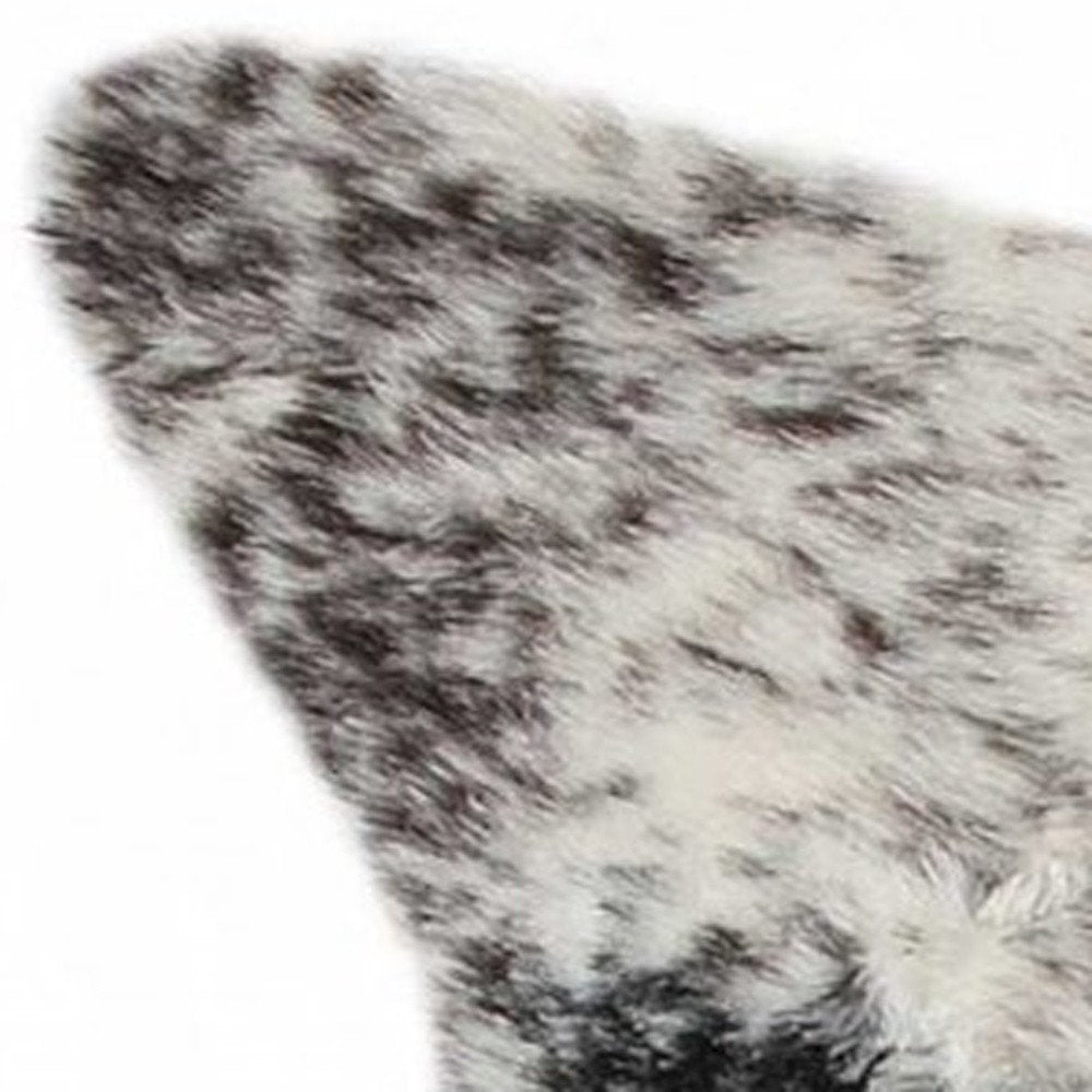 4' X 5' Black And White Faux Fur Animal Print Cowhide Washable Area Rug