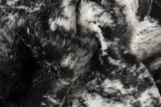 5' X 8' Black And White Faux Fur Animal Print Cowhide Washable Area Rug