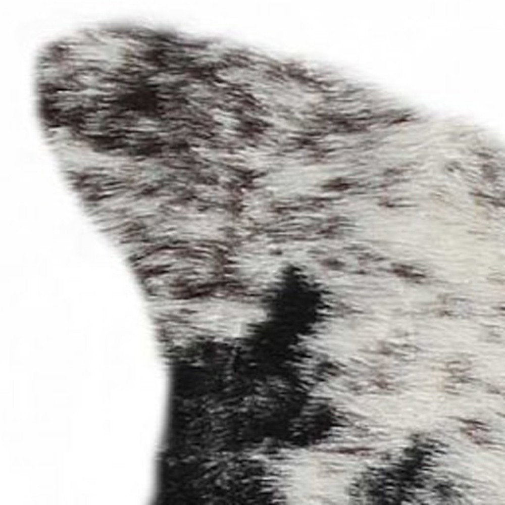 5' X 8' Black And White Faux Fur Animal Print Cowhide Washable Area Rug