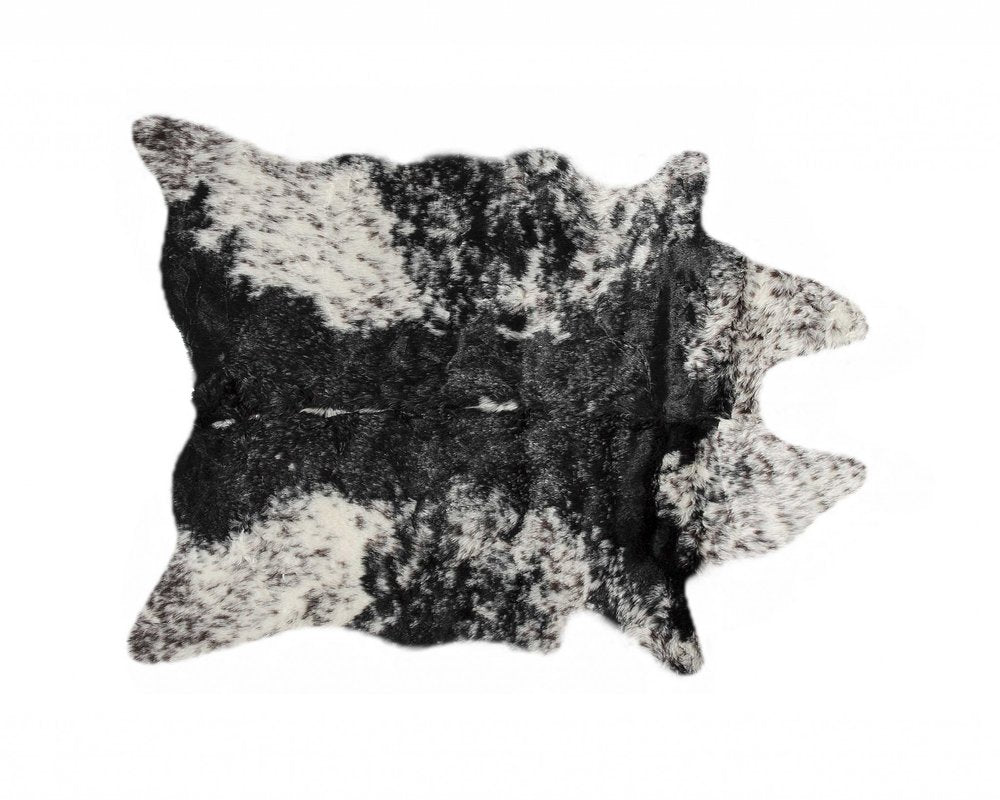 5' X 8' Black And White Faux Fur Animal Print Cowhide Washable Area Rug
