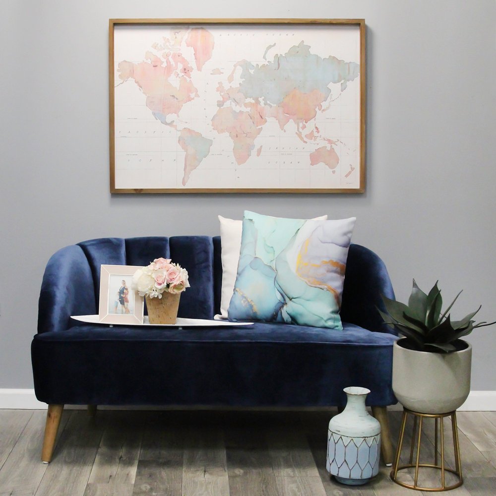 12" Blue And Gold Bud Metal Table Vase