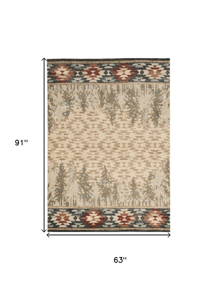 3' X 5' Beige Gray And Rust Southwestern Area Rug