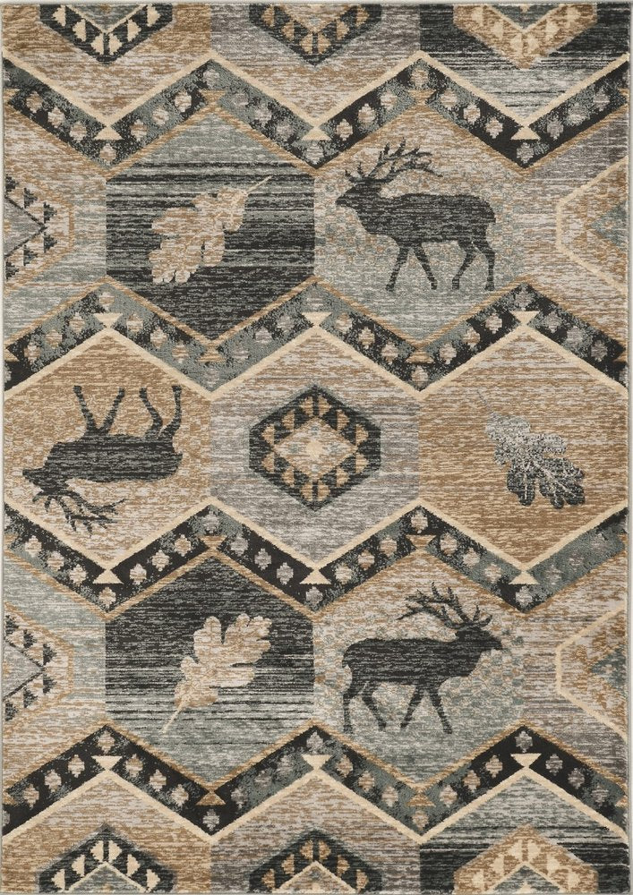 3' X 5' Charcoal Gray And Tan Woodland Lodge Area Rug