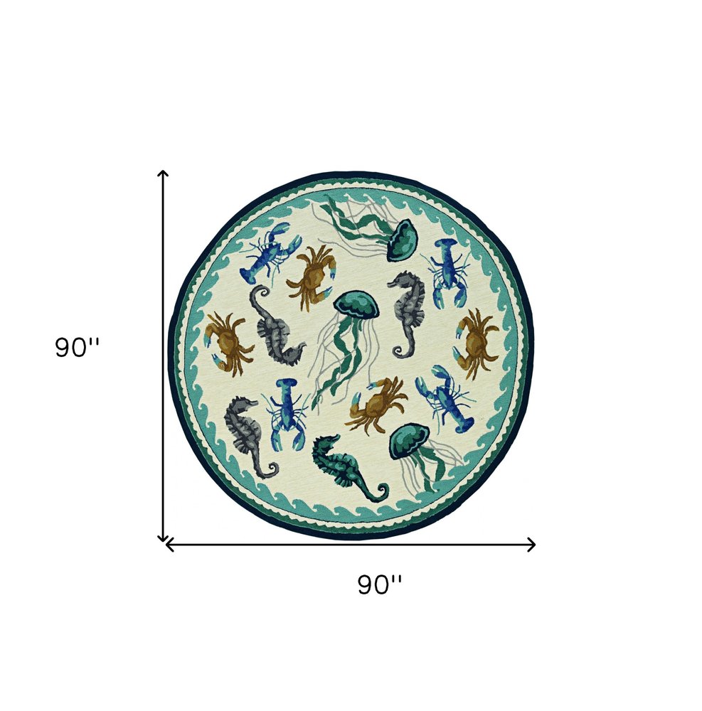 8' Round Hand Tufted Area Rug With UV Protection