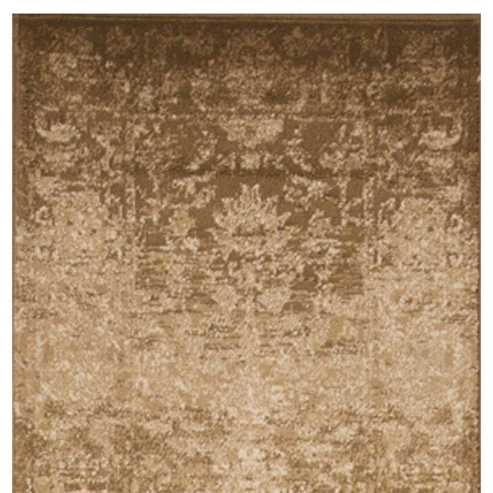 7' X 10' Beige And Tan Floral Medallion Area Rug