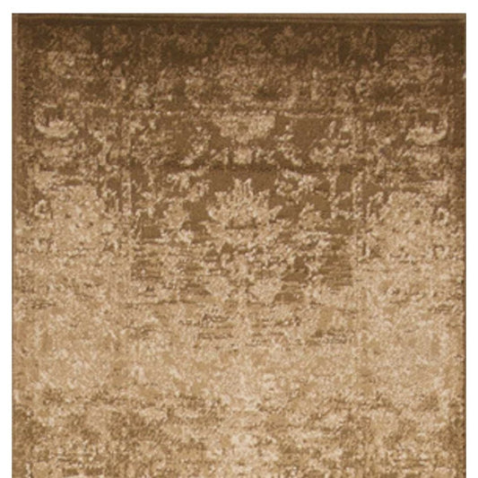 7' X 10' Beige And Tan Floral Medallion Area Rug