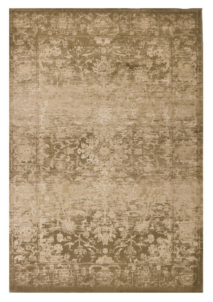 7' X 10' Beige And Tan Floral Medallion Area Rug