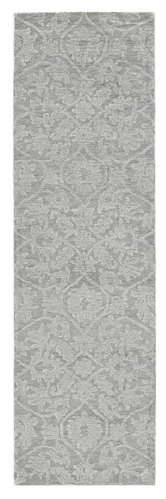 5' X 7' Gray And Light Gray Wool Floral Medallion Hand Tufted Area Rug