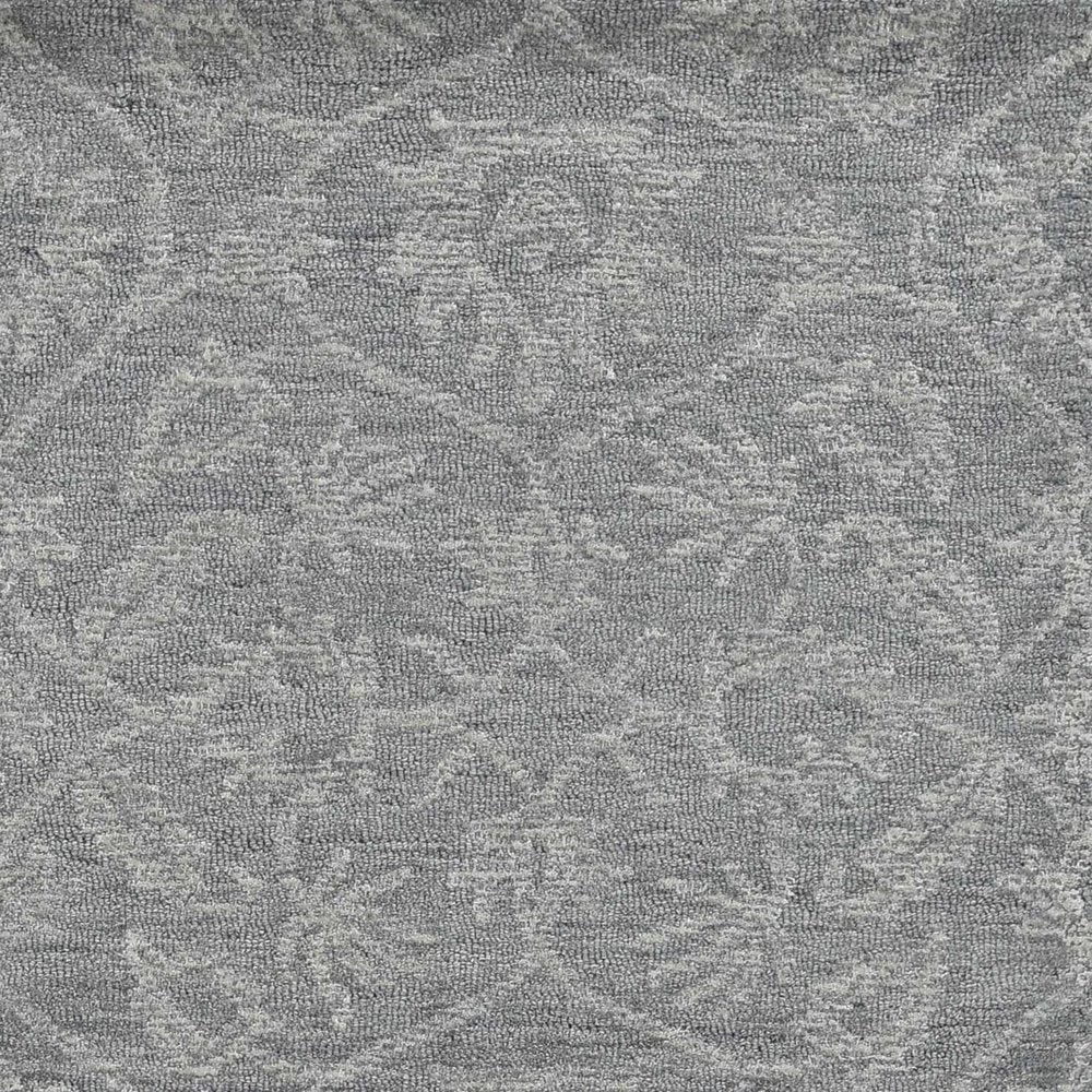 5' X 7' Gray And Light Gray Wool Floral Medallion Hand Tufted Area Rug